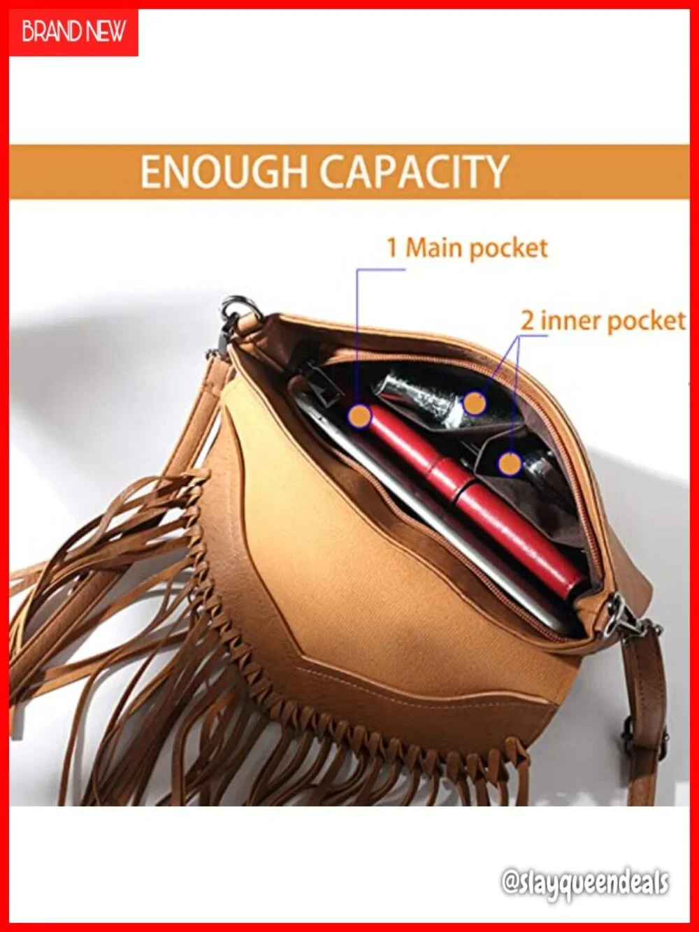 Vintage Fringe Hobo Bag Vegan Leather Tassel Crossbody Purse Shoulder Bag